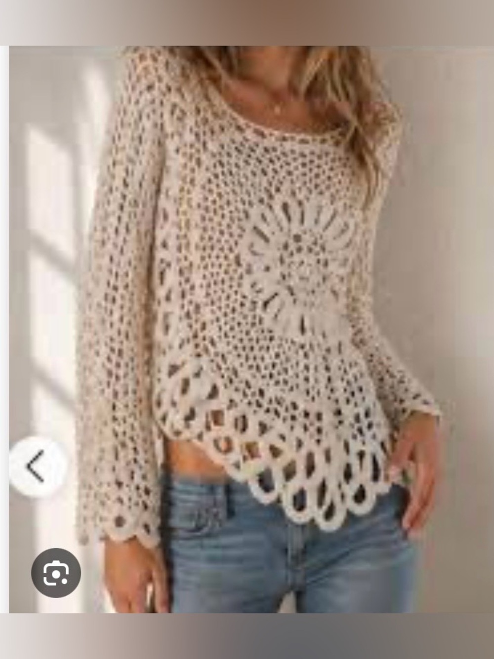 Preloved - TEMPO PARIS CROCHET TOP BEIGE - Sz M